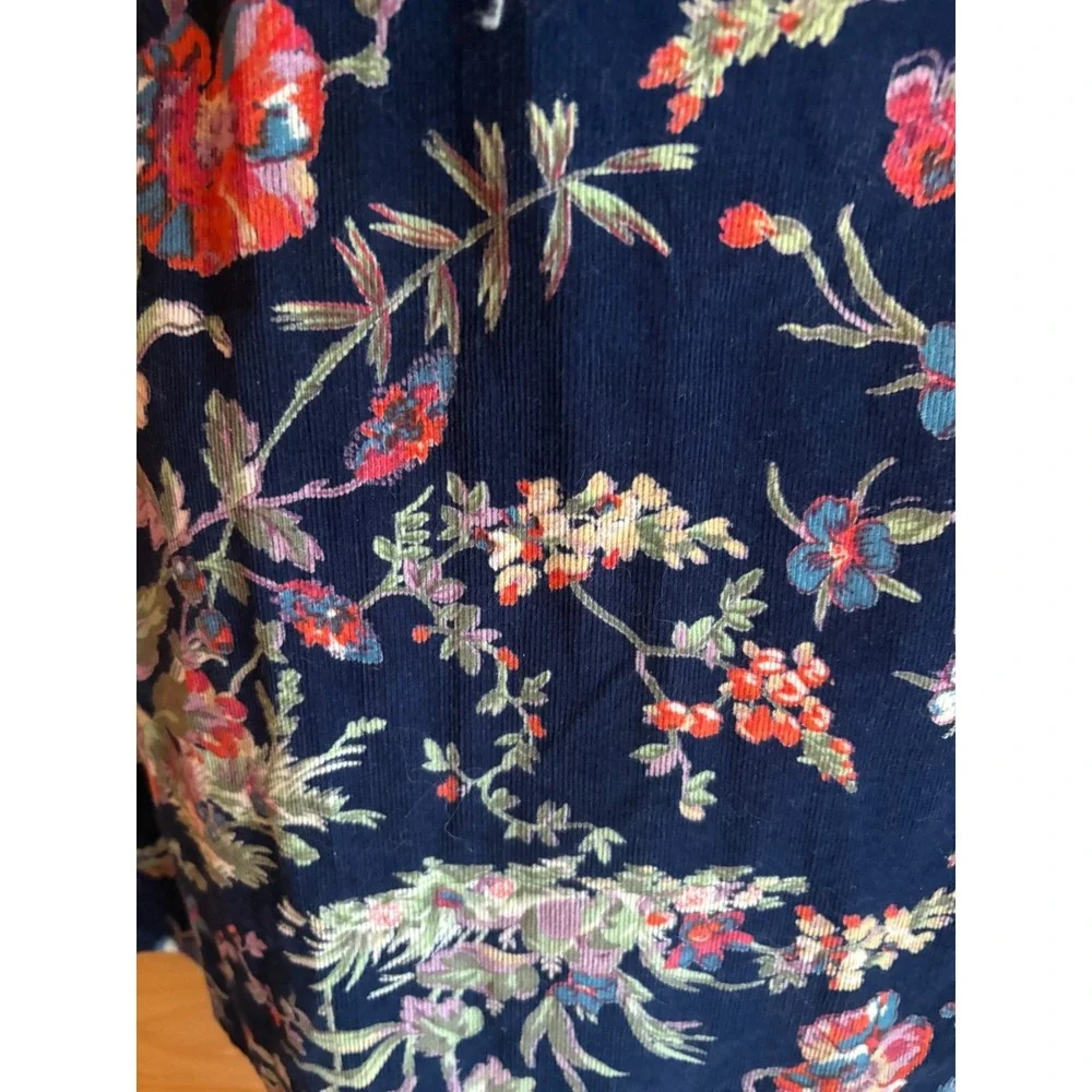 New April‎ Cornell Navy Floral Corduroy Dress XXS 3/4 Sleeve Prairie Farmhouse